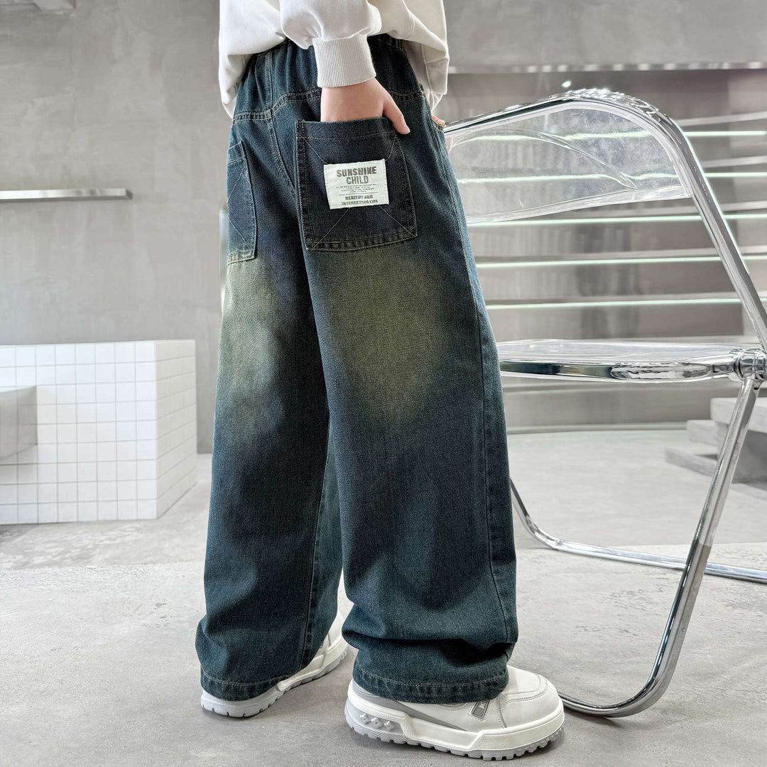 Damen weite Jeans im urbanen Stil mit praktischen Taschen Drune