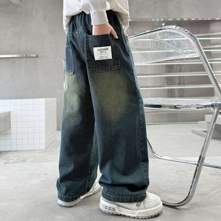 Damen weite Jeans im urbanen Stil mit praktischen Taschen Drune