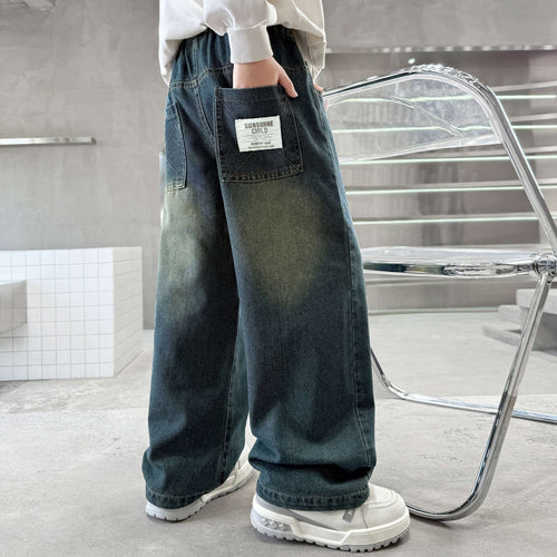 Damen weite Jeans im urbanen Stil mit praktischen Taschen Drune