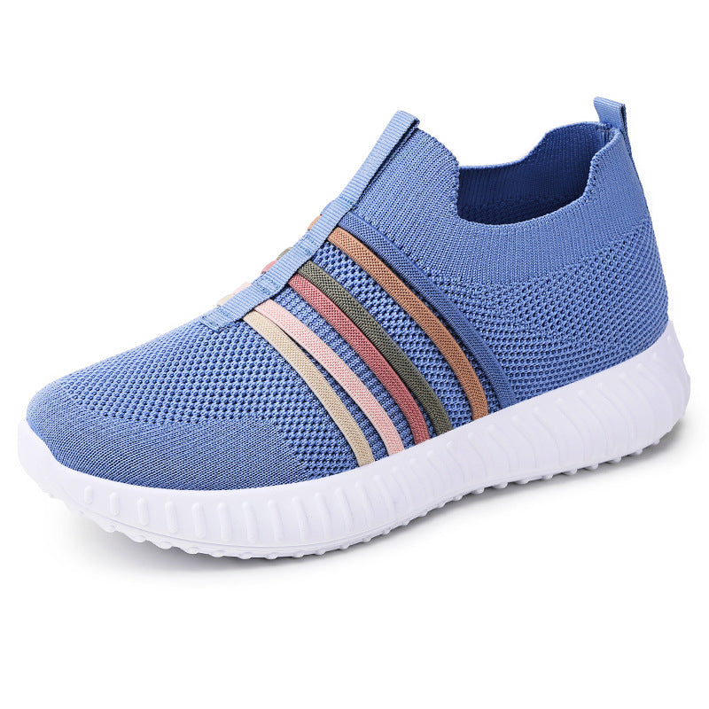 Damen nan leichte gestrickte Schlupfsneaker mit elastischen Zierbändern und stoßdämpfender EVA-Laufsohle Drune
