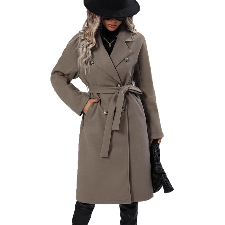 Damen eleganter Oversized-Mantel mit doppelter Knopfleiste und schickem Gürtel Drune
