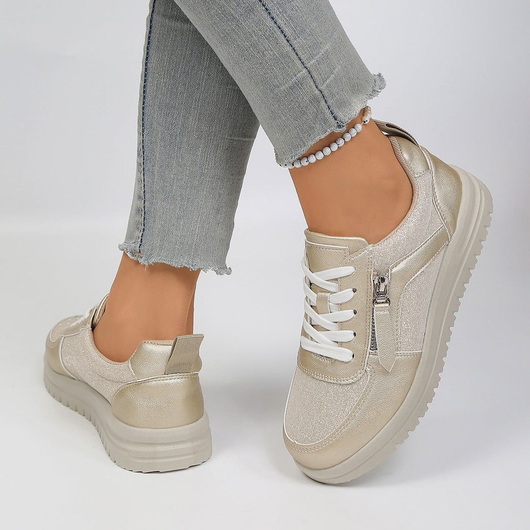 Damen Sneakers mit modischem Reißverschluss und bequemer Sohle Drune