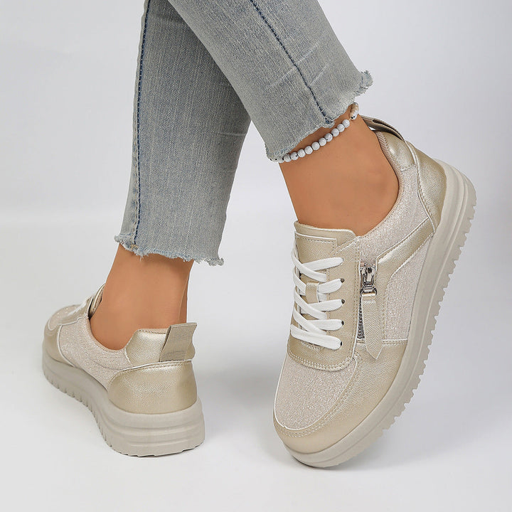 Damen Sneakers mit modischem Reißverschluss und bequemer Sohle Drune