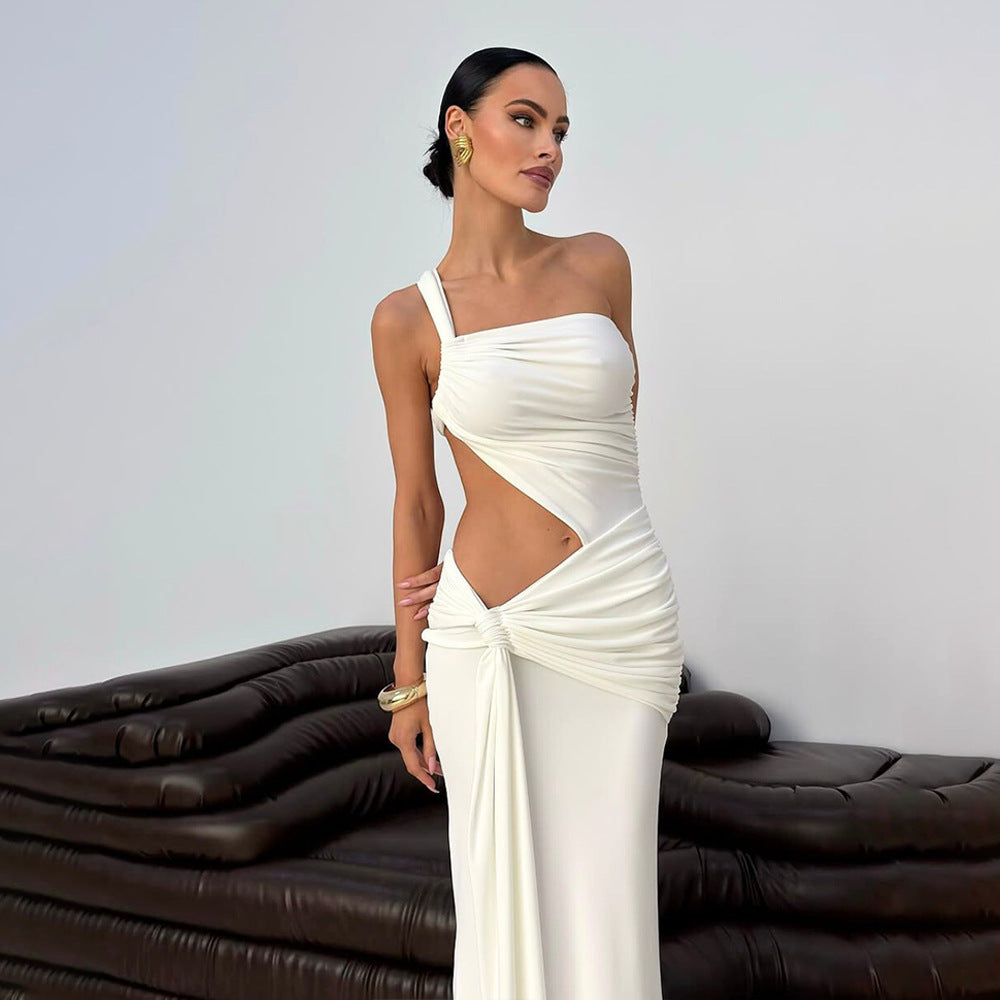 Damen Elegantes Wickelkleid mit asymmetrischem Ausschnitt und seitlichen Cut-Outs Drune