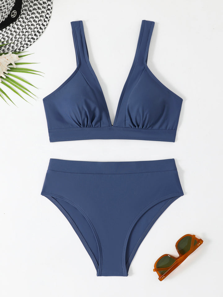Damen Bikini-Set mit modischem V-Ausschnitt und hochgeschnittenem Höschen Drune