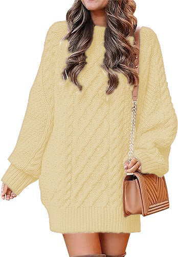 Damen Oversize-Strickpullover mit Zopfmuster Drune