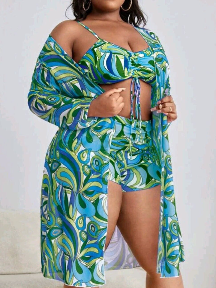 Damen Zweiteiliges Badeset mit durchscheinendem Cover-Up Drune