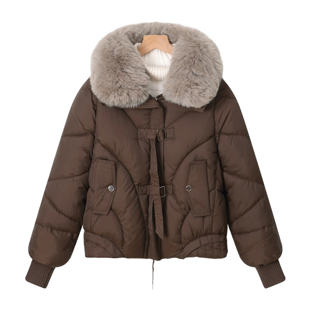 Damen Wattierte Winterjacke mit luxuriösem Kunstfellkragen und praktischen Taschen Drune