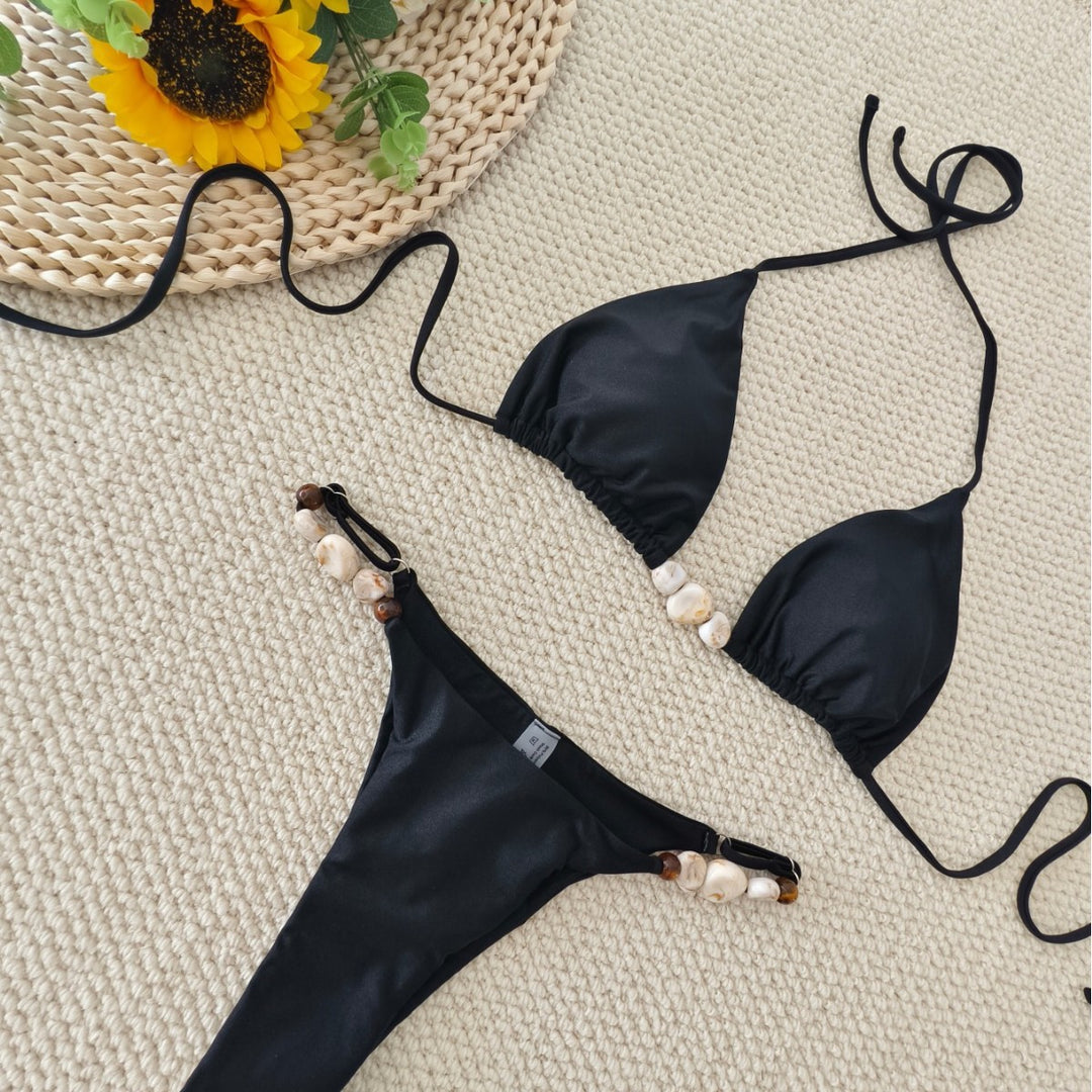 Damen Triangel-Bikini mit raffiniertem Knoten-Detail und verstelbaren Trägern Drune