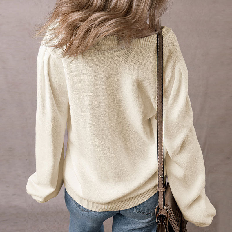 Damen Strickjacke mit dekorativer Lochmusterung und Knopfverschluss Drune