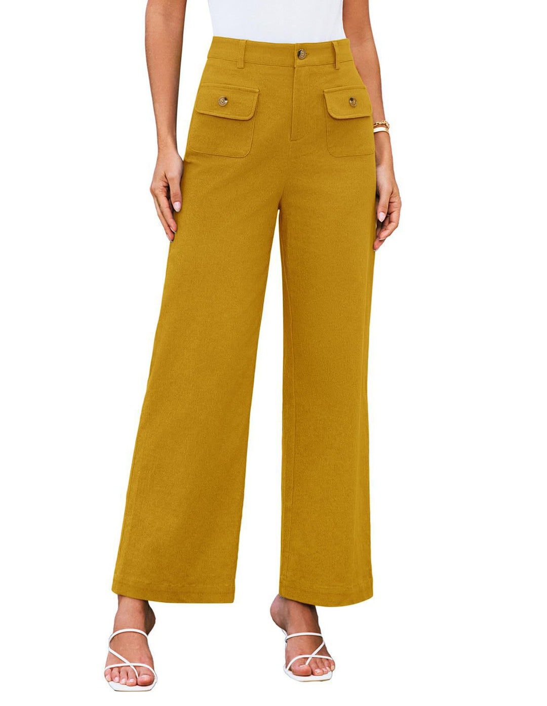 Damen Weit geschnittene Cargo-Hose mit praktischen Taschen und hohem Bund Drune