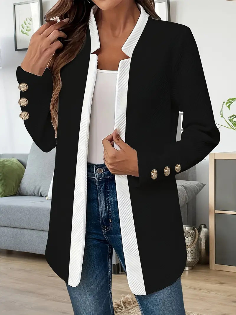 Damen Elegante und schicke Blazerjacke mit Kontrastdetails Drune