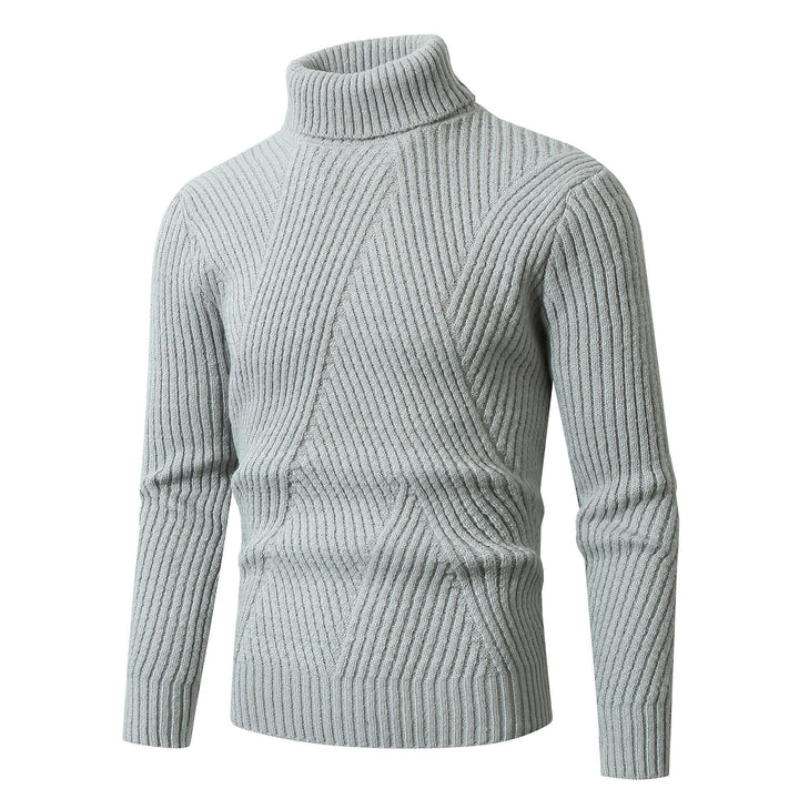 Herren Grobstrickpullover mit Stehkragen und dekorativem Strukturmuster Drune