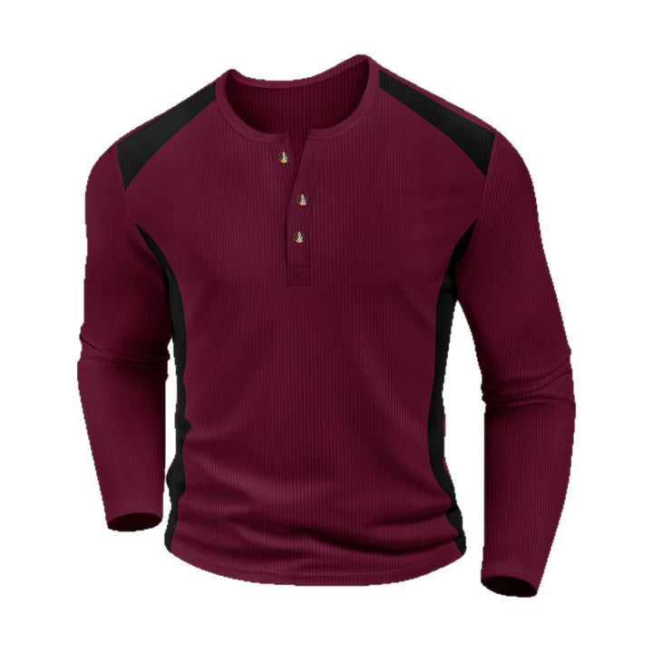 Herren Langarm-Henley-Shirt aus atmungsaktivem Material mit Kontrastdetails Drune