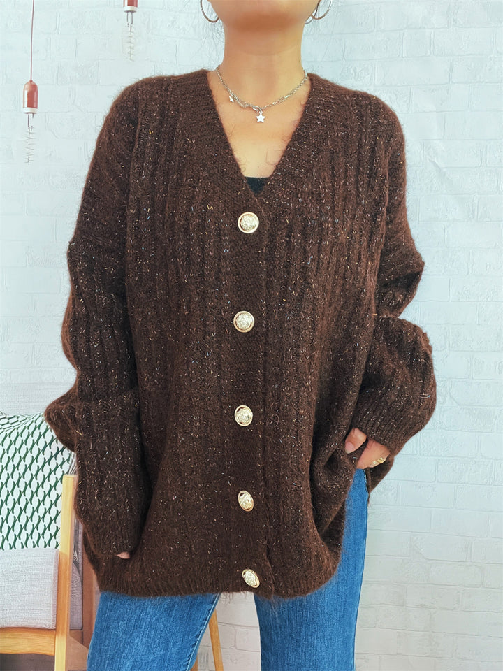 Damen Strickjacke mit luxuriöser Struktur und eleganten Knopfdetails Drune