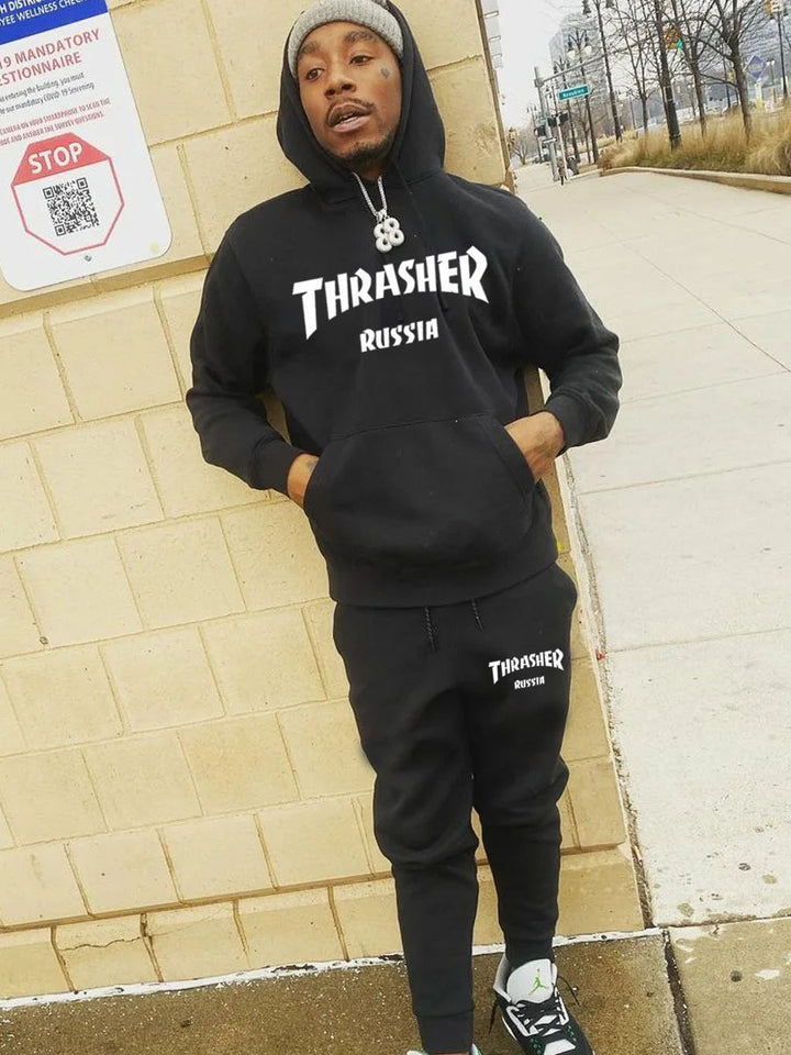 Herren Hoodie und Jogginghose Set mit auffälligem Logo Drune