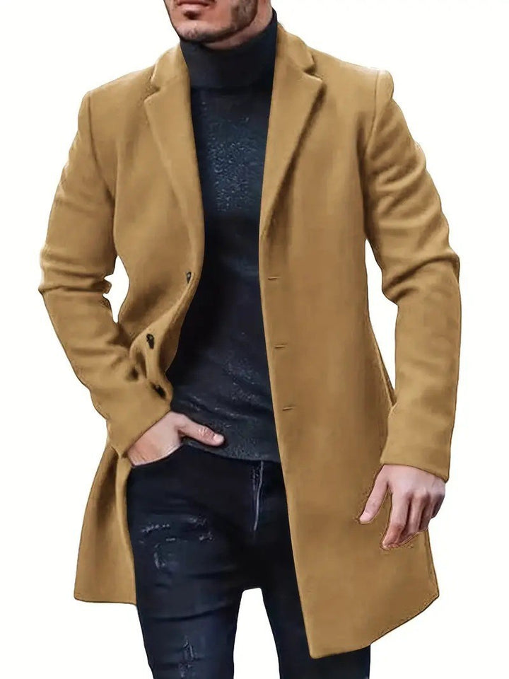 Herren eleganter Wollmantel mit klassischem Revers und modernen Akzenten Drune