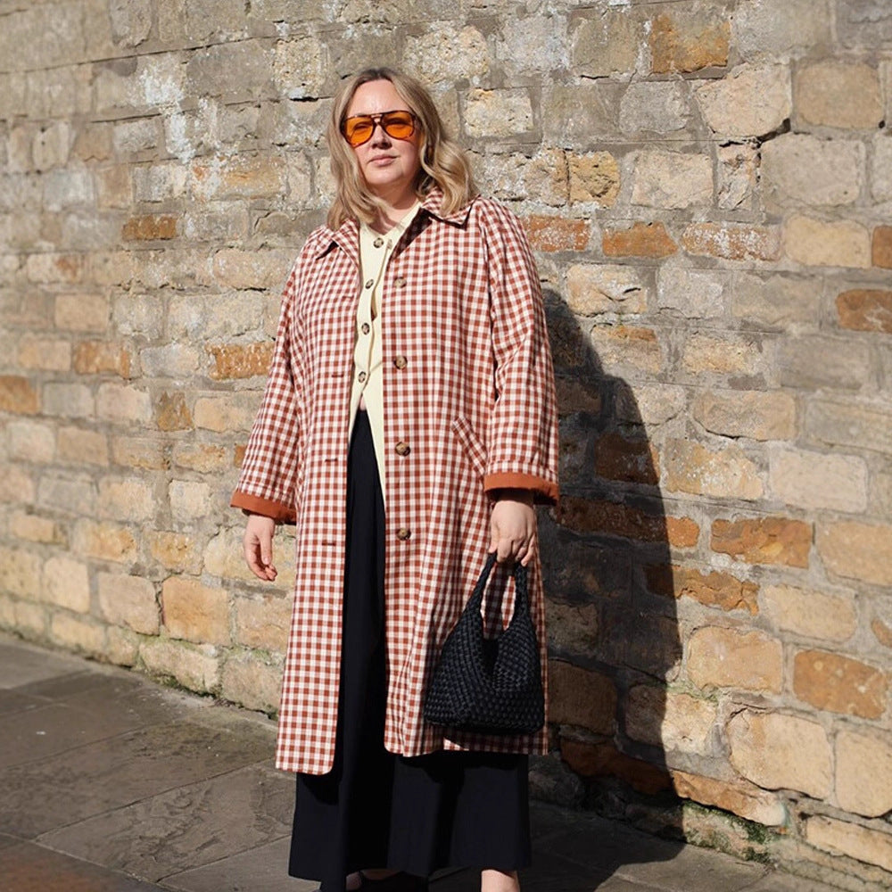 Damen Karomuster Trenchcoat Drune