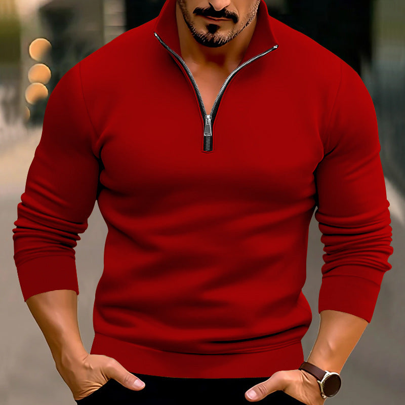 Herren Pullover mit halbem Reißverschluss und modernen Akzenten Drune