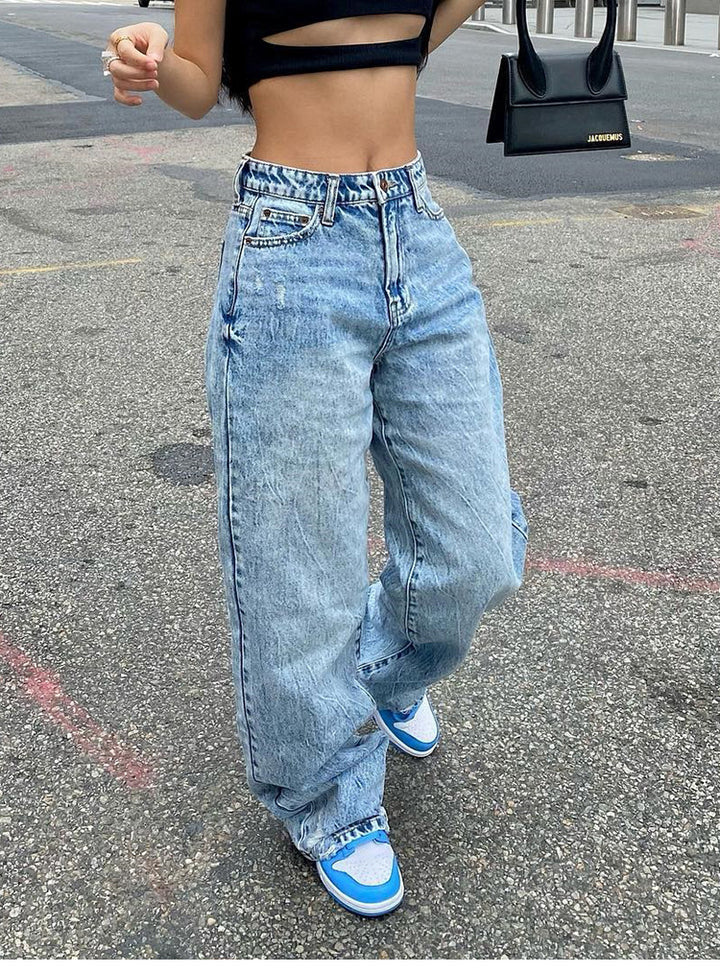 Damen weite Cargo-Jeans mit einzigartigen Taschen und lässigem Schnitt Drune