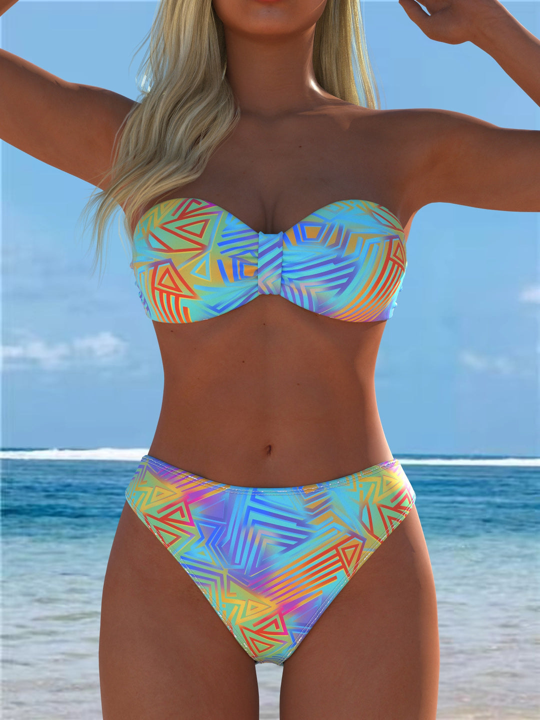 Damen Bikini-Set mit floralem Leopardenmuster und komfortablem Schnitt Drune