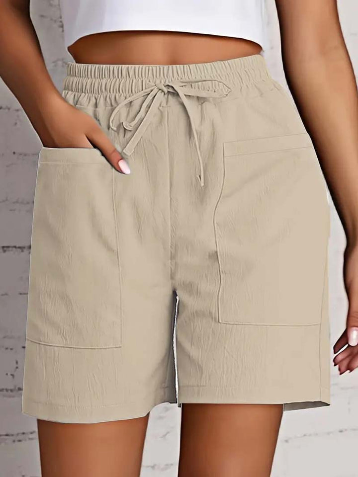 Damen entspannte Shorts mit breitem Gummibund und praktischen Taschen Drune