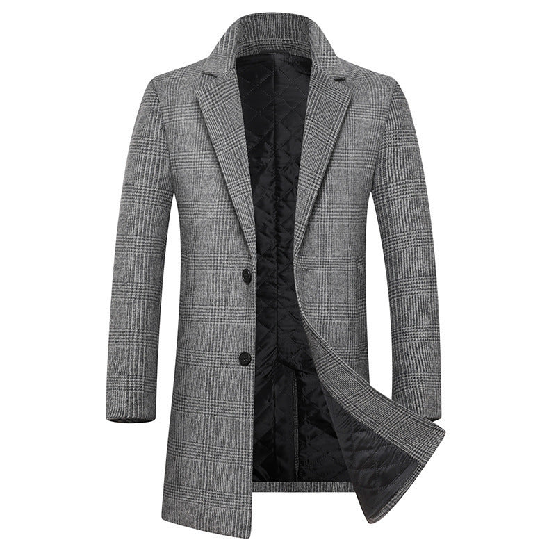 Herren eleganter klassischer Karomantel mit doppelter Knopfreihe Drune