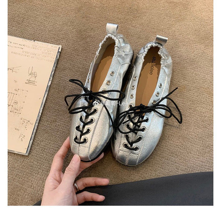 Damen Freizeit-Sneaker aus feinem Leder mit raffiniertem Geflecht Drune
