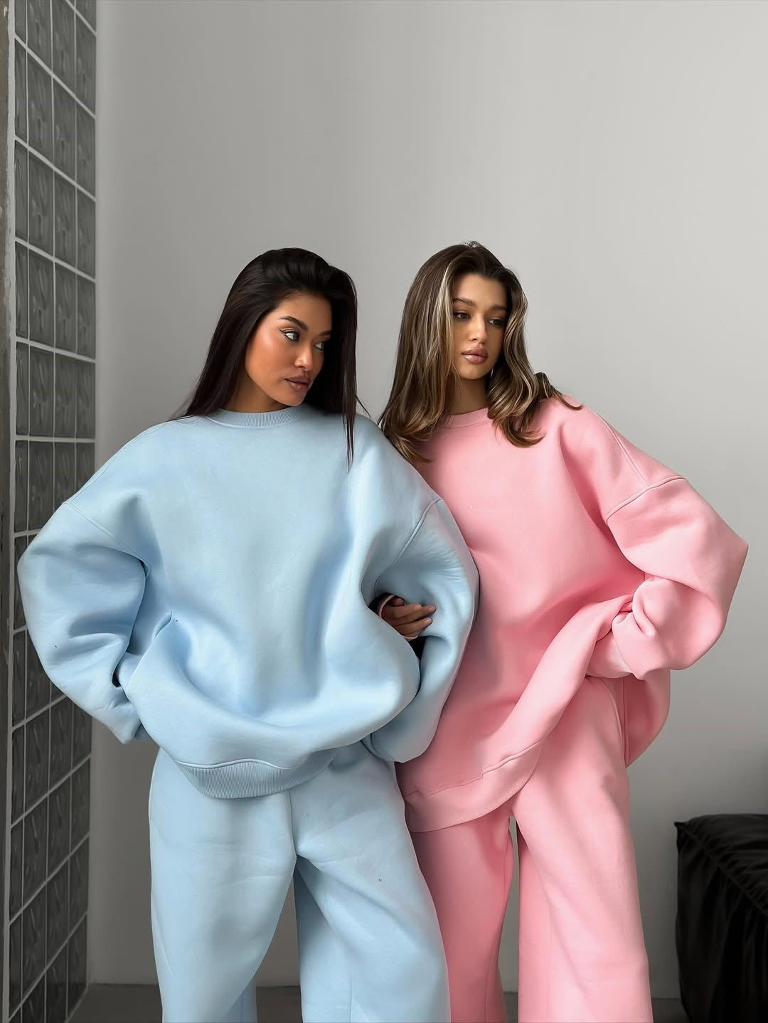 Damen Lässiges Oversized Sweatshirt- und Jogginghose-Set Drune