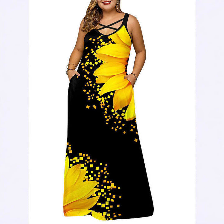 Damen Maxikleid mit stylischem Kreuz-Hals-Ausschnitt Drune