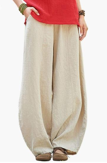 Damen Leichte und luftige Palazzo-Hose mit weitem Schnitt Drune