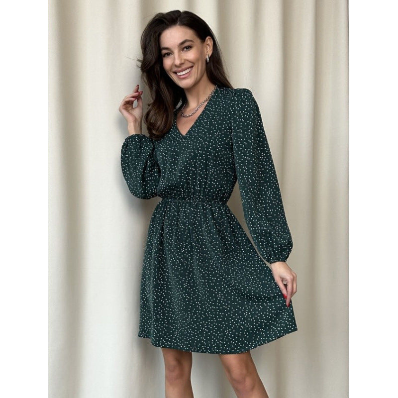 Damen Minikleid mit elegantem V-Ausschnitt und voluminösen Ärmeln Drune