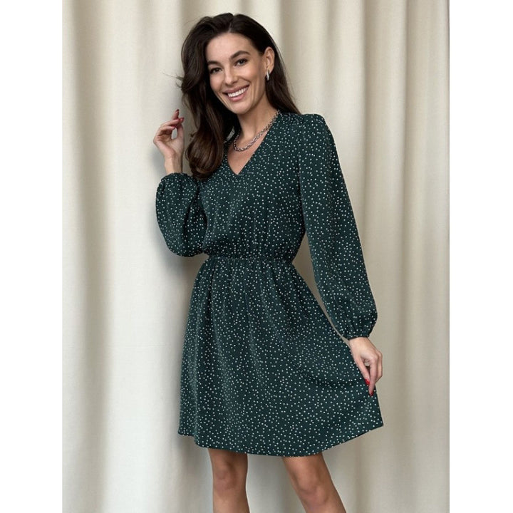 Damen Minikleid mit elegantem V-Ausschnitt und voluminösen Ärmeln Drune