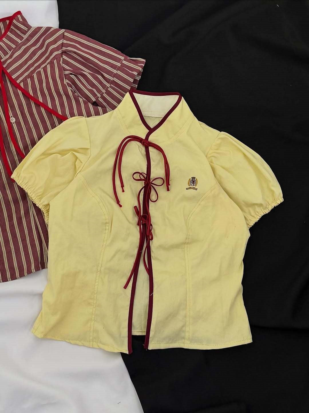 Damen Modische Bluse mit hochgeschlossenem Kragen und dekorativen Rüschen Drune