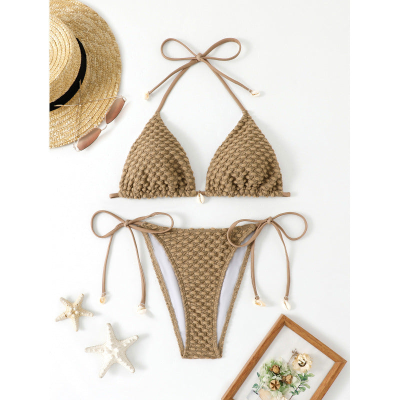 Damen Triangel-Bikini mit kunstvollem Häkelmuster Drune
