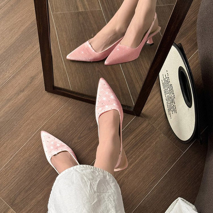 Damen glamouröse Slingback-Pumps mit feinen Glitzer-Applikationen und spitzem Design Drune