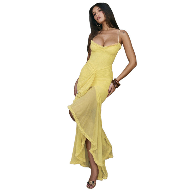 Damen Elegantes Wickelkleid mit Rüschendetails und figurbetontem Schnitt Drune