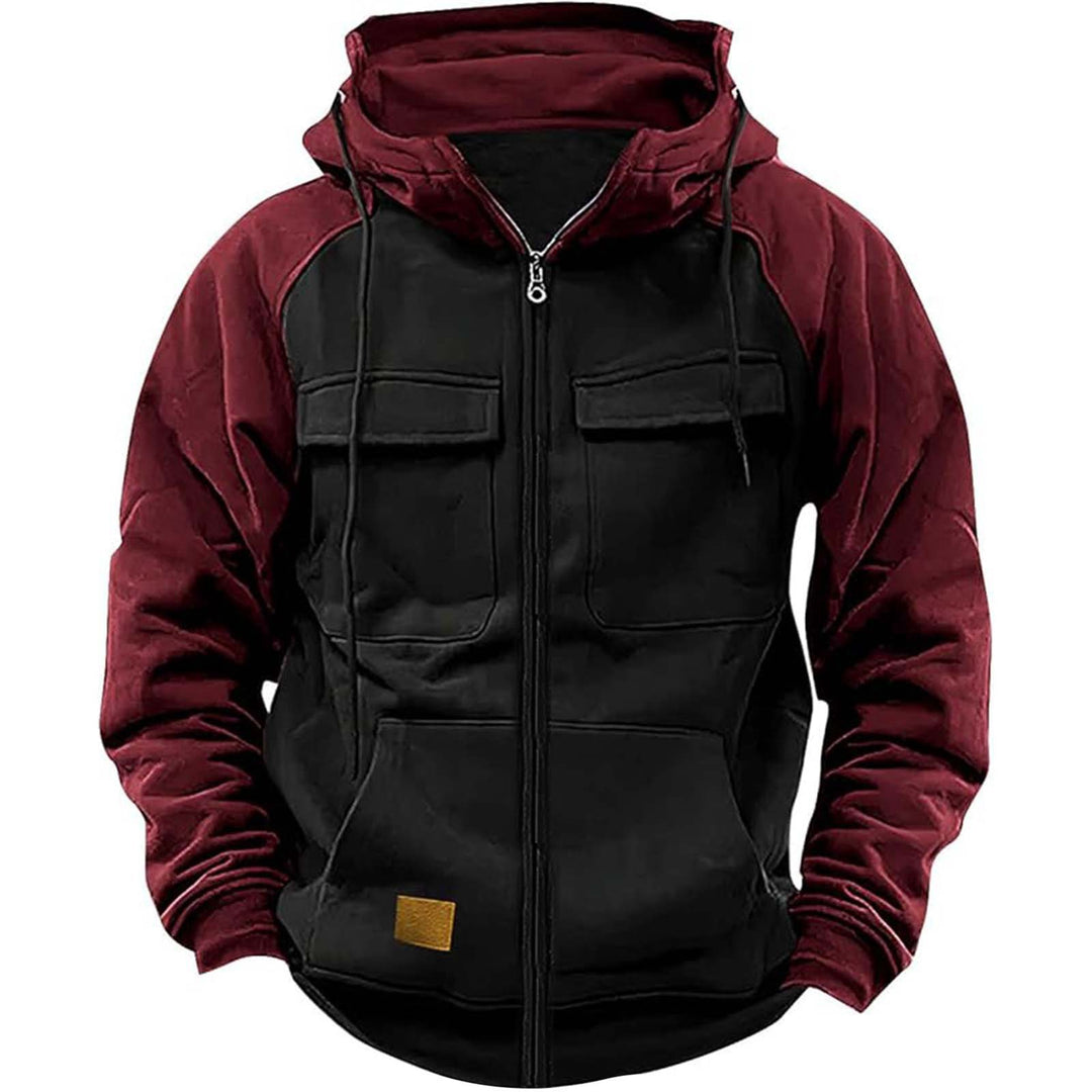 Herren nan Utility-Kapuzenjacke mit Materialmix, Brusttaschen und Reißverschluss Drune