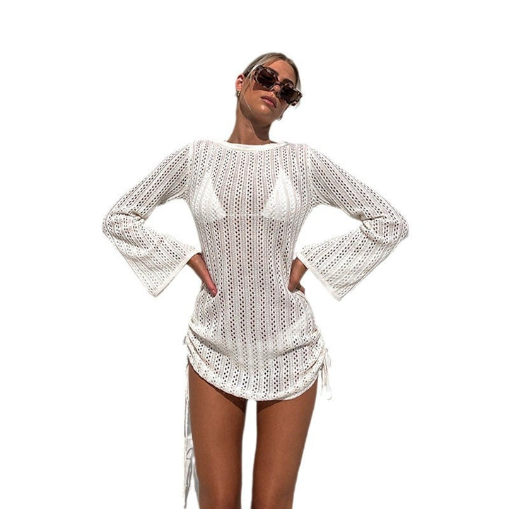 Damen strandfreundliches Netzkleid mit seitlichen Schnürungen Drune