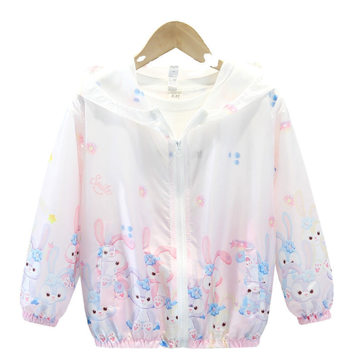 Damen nan leichte transparente Regenjacke für Mädchen mit Kapuze und verspieltem Cartoon-Print Drune