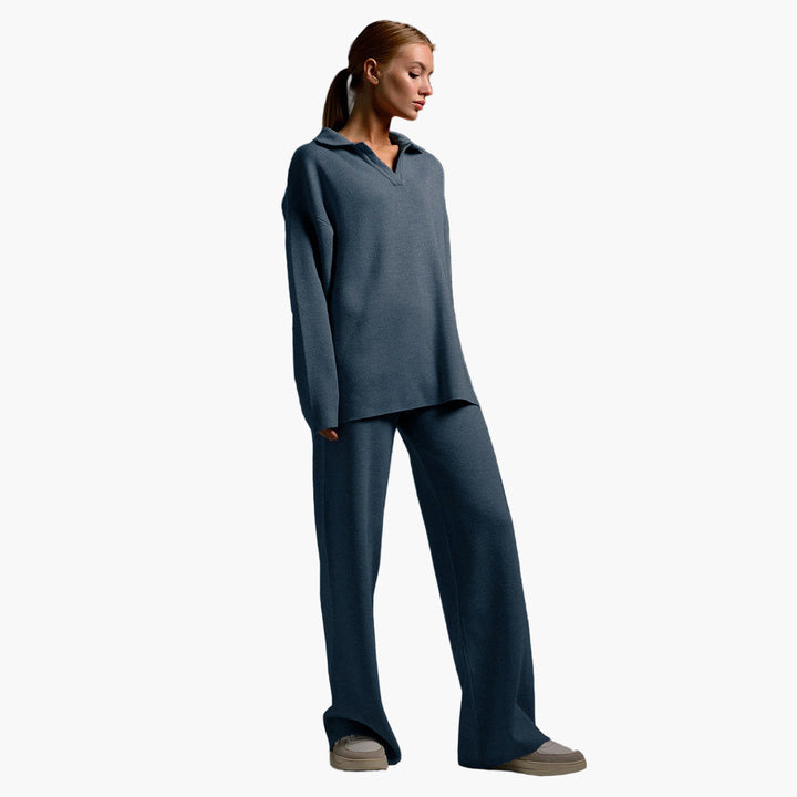Drune | Loungewear Set - Oversized Pullover mit Kragen und Weite Hose - Perfekt für Zuhause & Freizeit