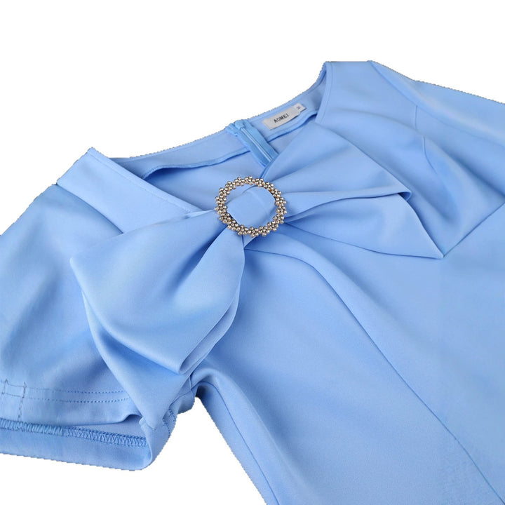 Damen figurbetontes Kleid mit großem Schleifenakzent Drune