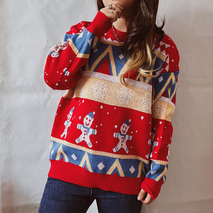 Damen Festlicher Winterpullover mit lebhaftem Weihnachtsdesign Drune