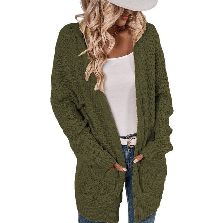 Damen lässige Strickjacke mit tiefen Taschen und knittrigem Design Drune