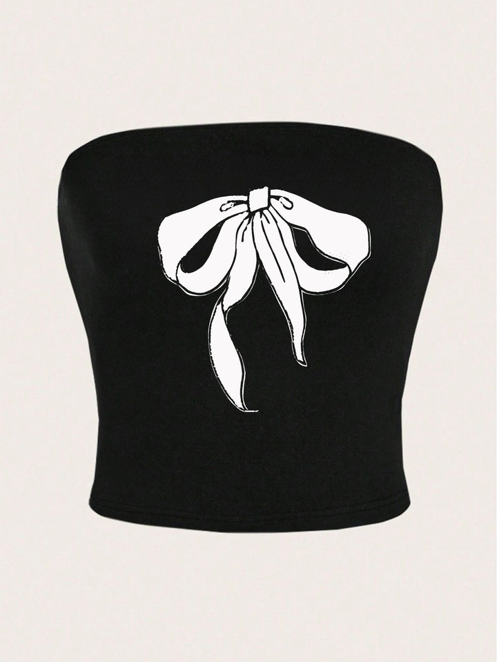 Damen Bandeau-Oberteil mit fruchtigem Motiv und figurbetontem Schnitt Drune