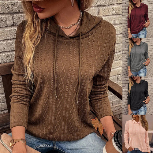 Damen lässiger Pullover mit Kordelzug und strukturiertem Strickmuster Drune