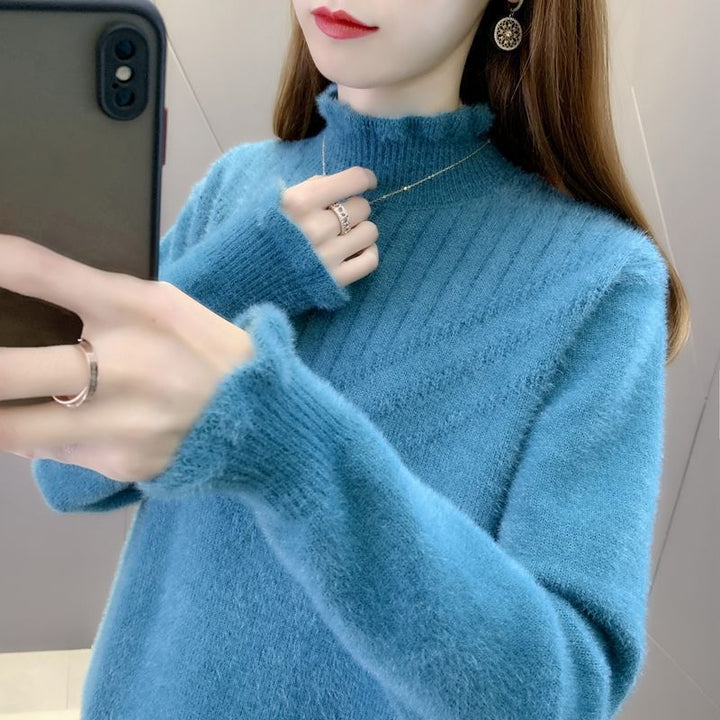 Damen Kuscheliger Rollkragenpullover mit strukturiertem Design Drune
