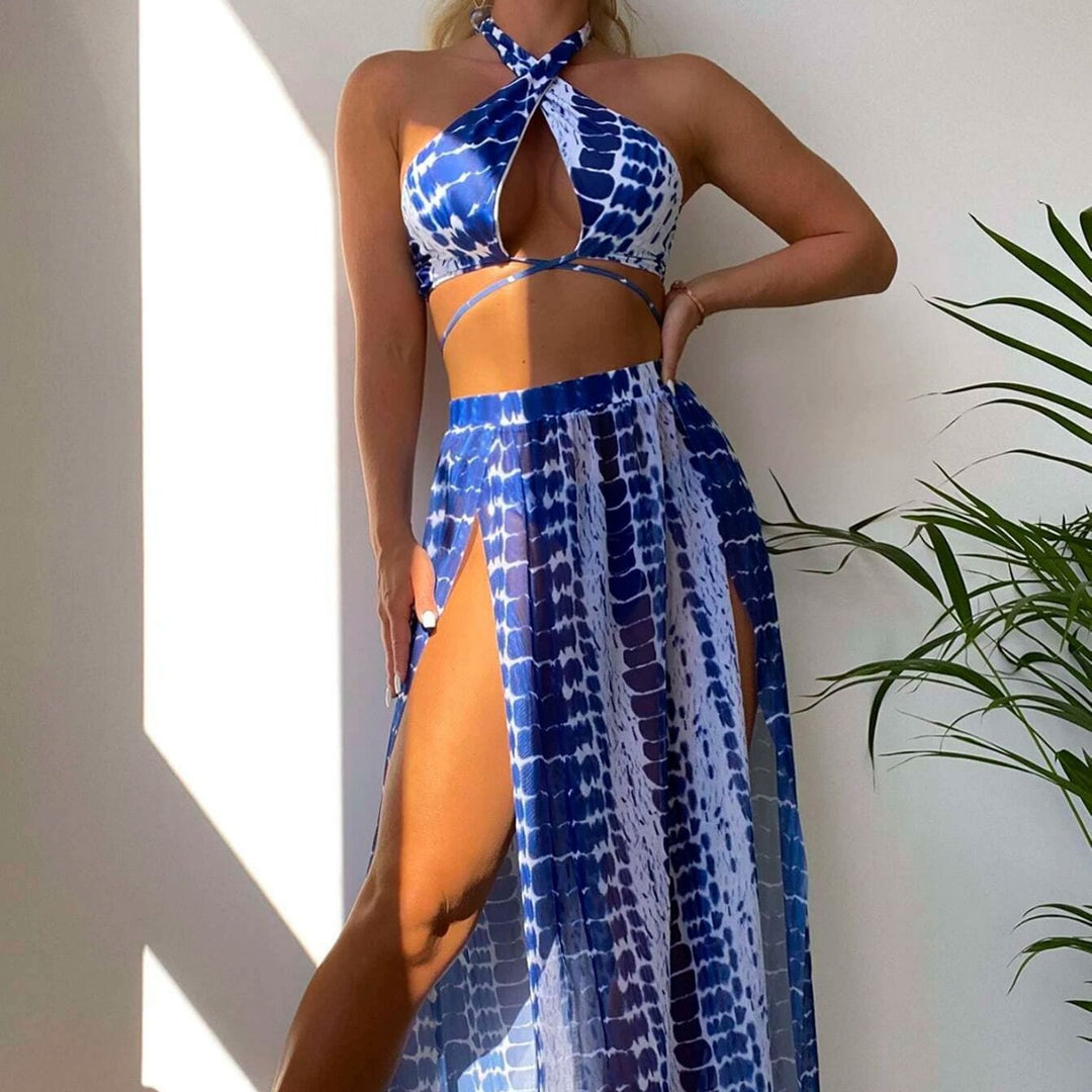 Damen Bikinistyle mit transparentem Maxirock Drune