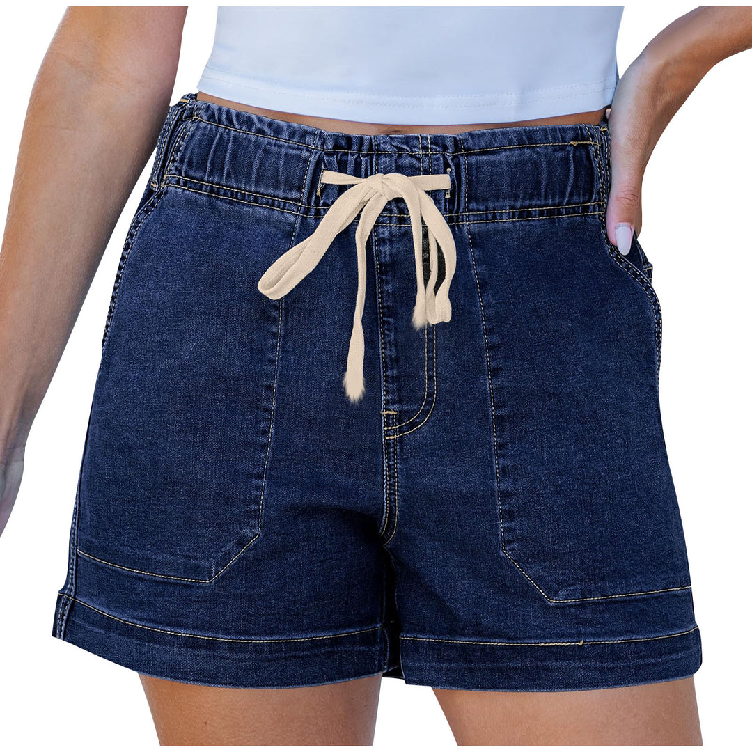 Damen bequeme Denim-Shorts mit Gummizug und praktischen Taschen Drune
