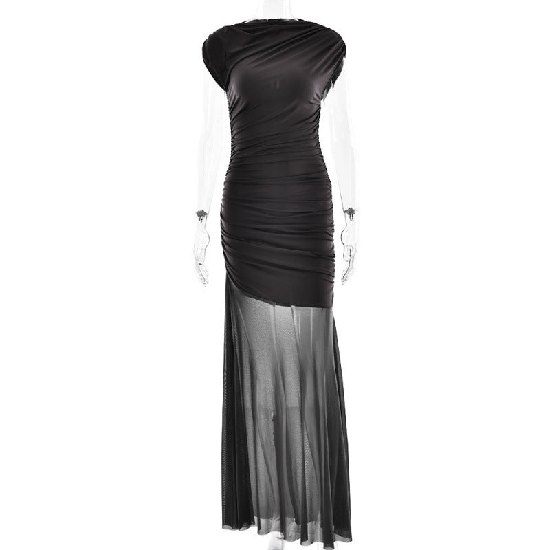 Damen Elegantes Abendkleid mit figurformenden Rüschen Drune